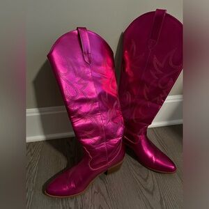 Size 7 fuscia cowboy boots- worn once